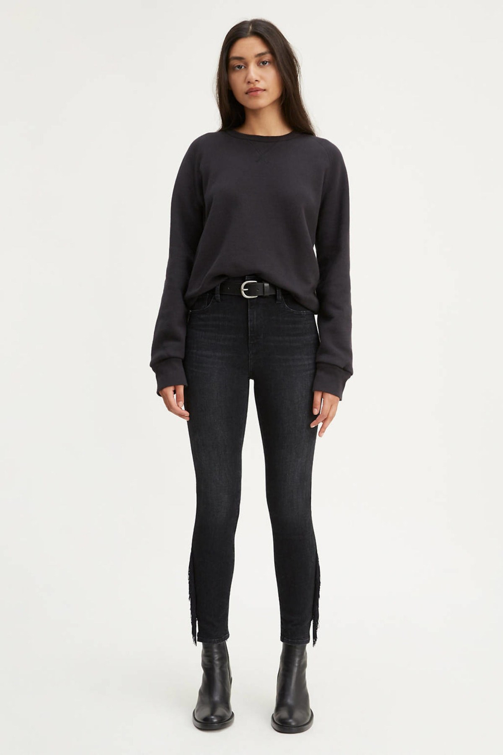 Kadın Antrasit Yüksek Bel Skinny Jean721