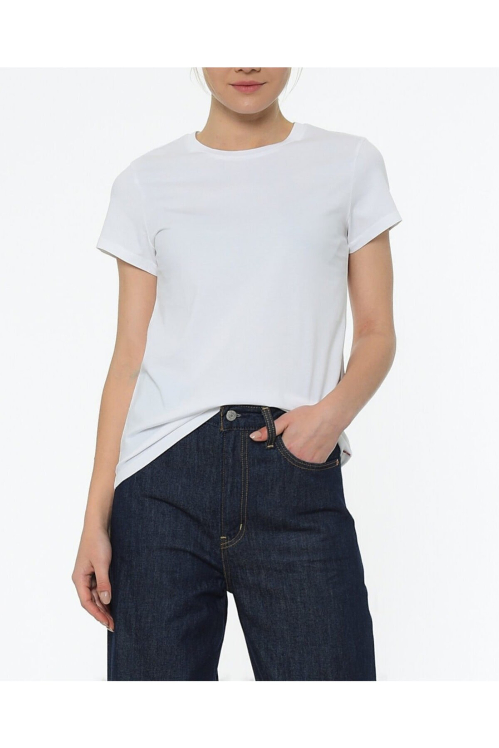 Kadın Bisiklet Yaka Basic Perfect T-shirt