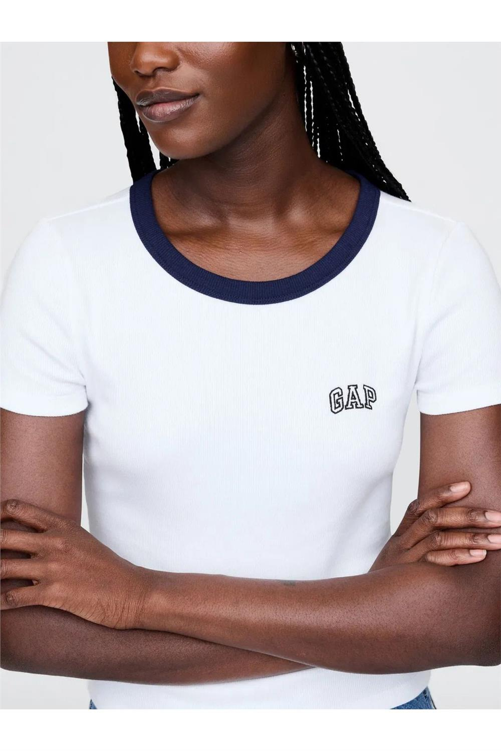 Kadın Gap Logo Crop T-Shirt Beyaz