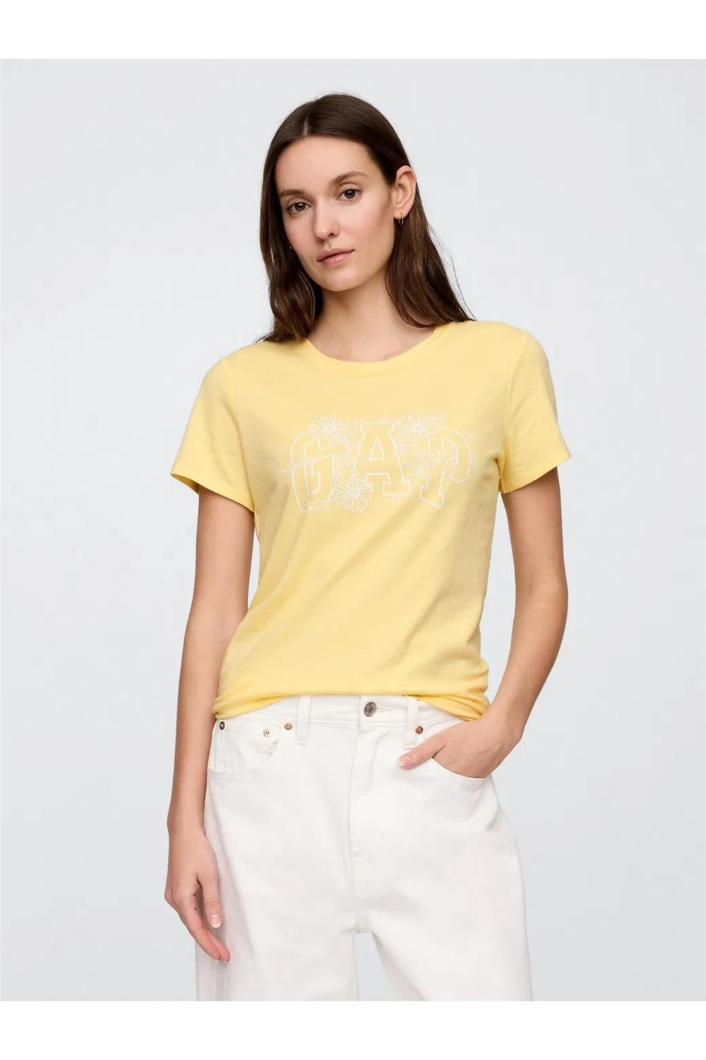 Kadın Gap Logo T-Shirt Sarı