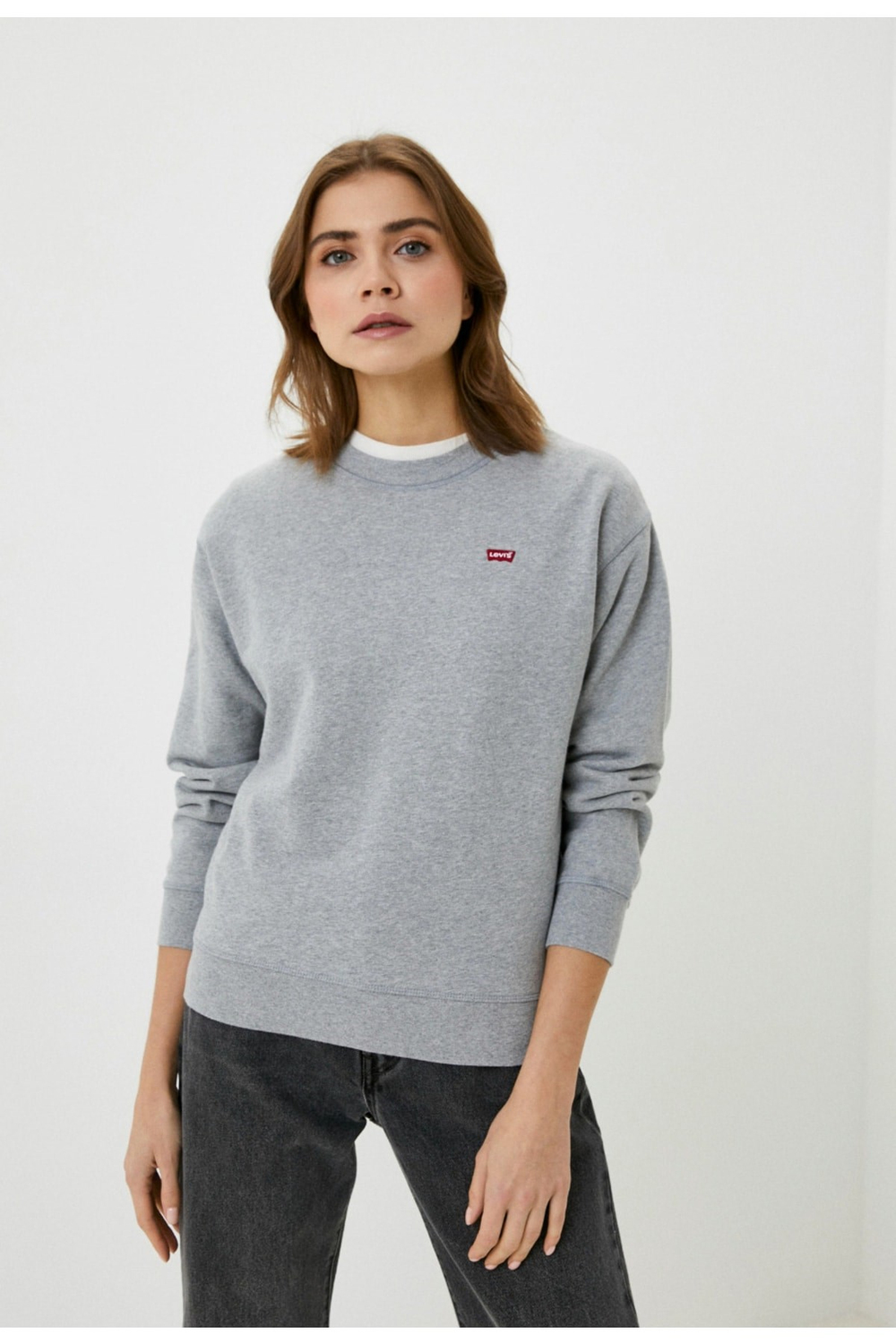 Kadın Gri Standard Crew Sweatshirt Logolu - 2468800370