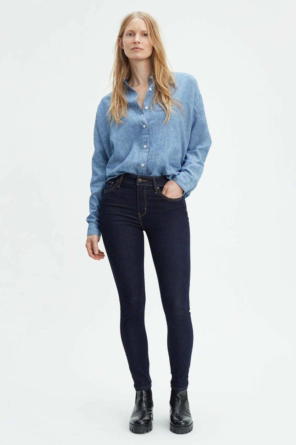 Kadın İndigo  Yüksel Bel Skinny Fit Jeans