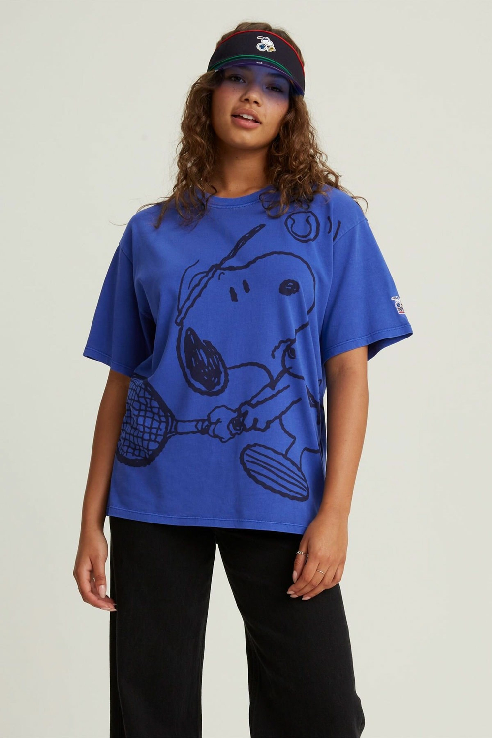 Kadın Mavi Snoopy Baskılı T-Shirt