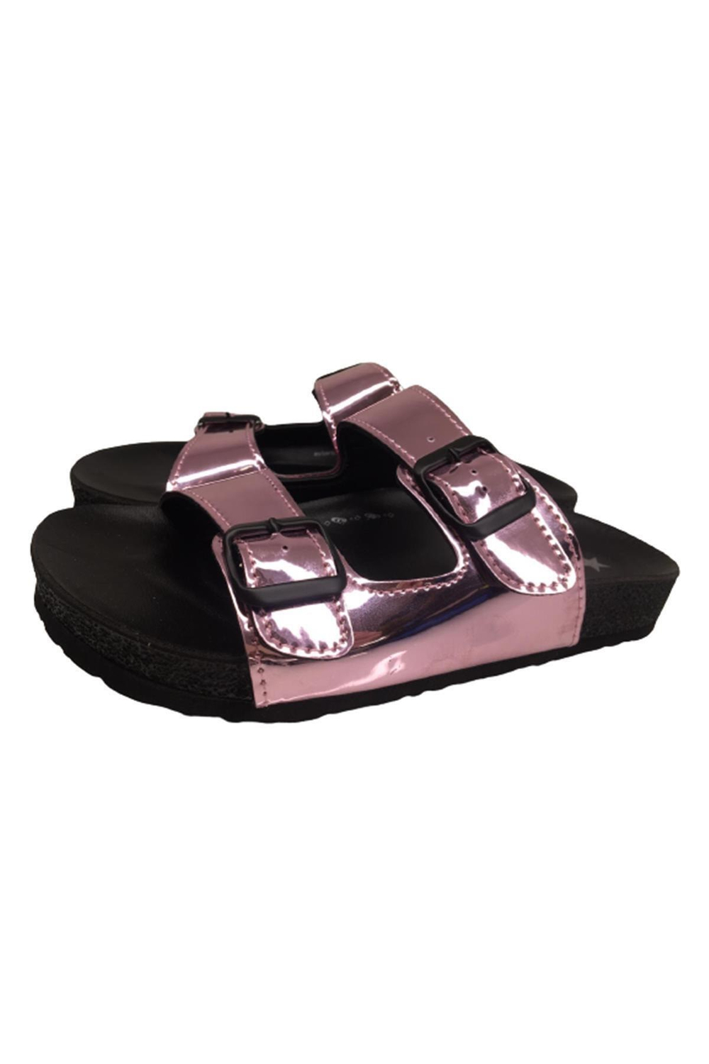 Kadın Pembe Platin Çift Bantlı Terlik M0783