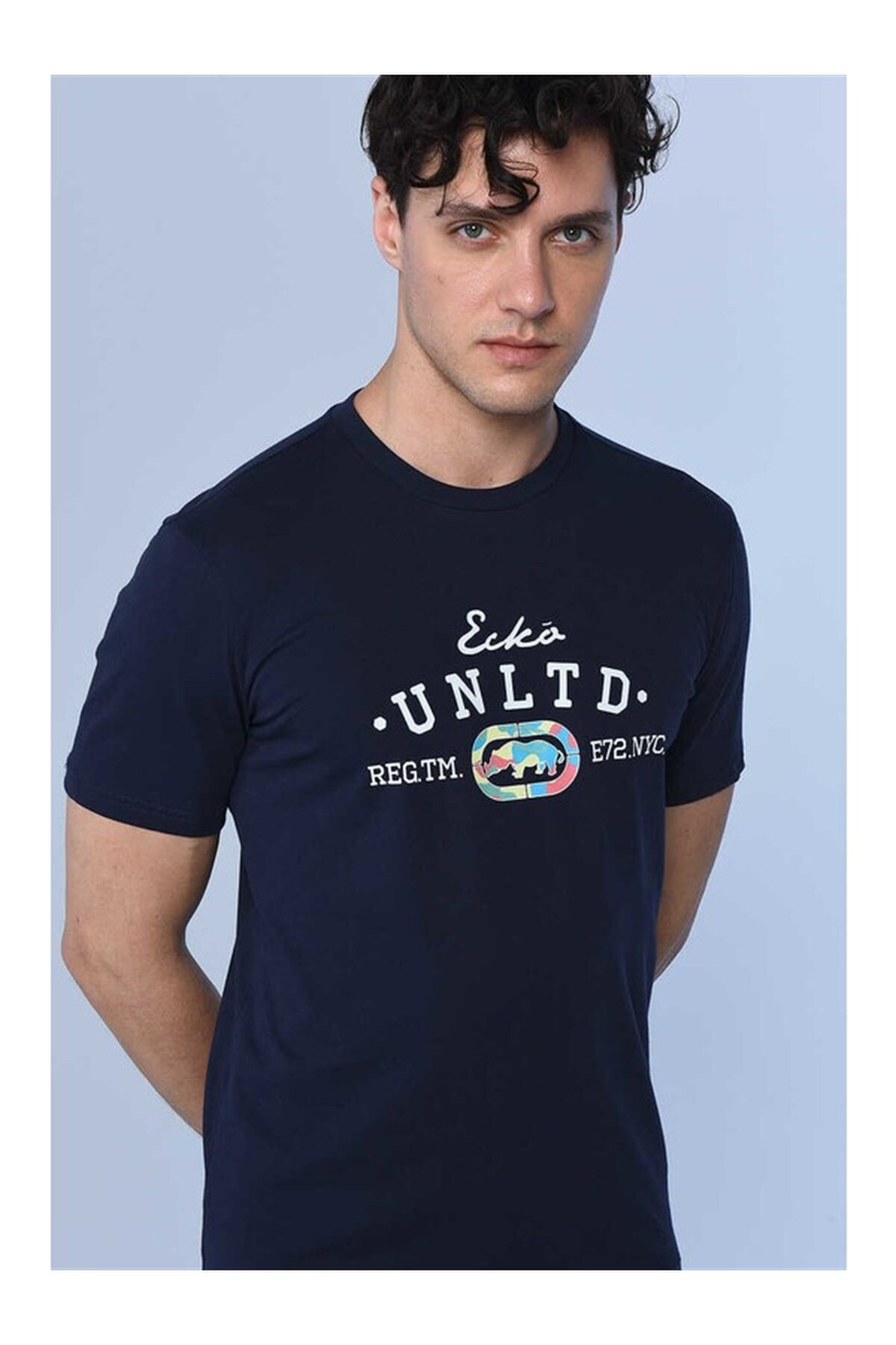 Lacivert Erkek Bisiklet Yaka Tshirt Joshua