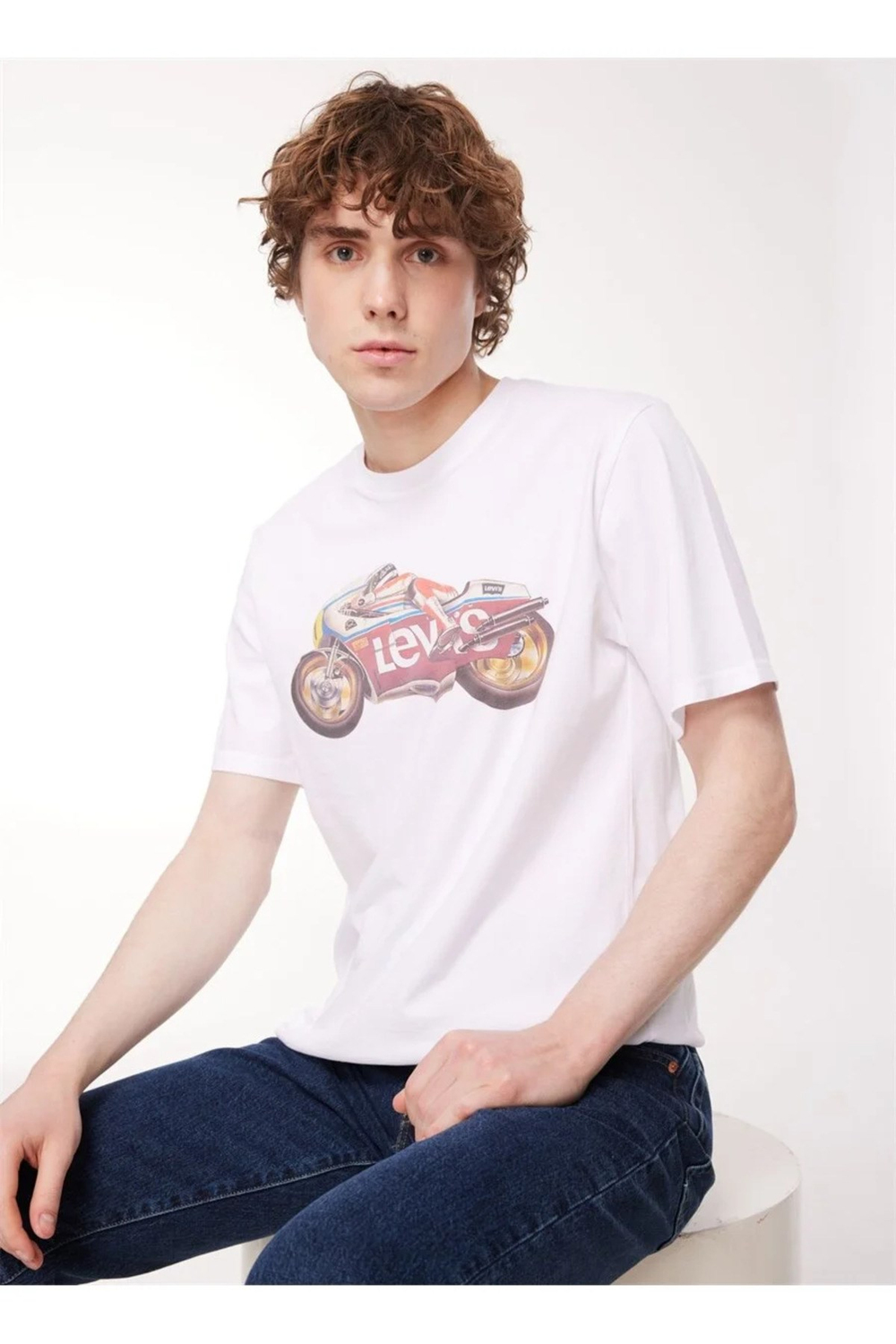 Levis Levis Bisiklet Yaka Baskılı Beyaz Erkek T-Shirt A2082-0171