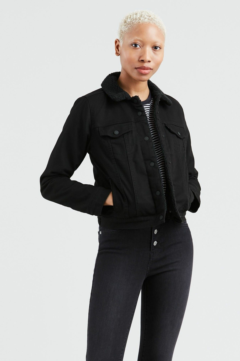 Orıgınal Sherpa Trucker Black And Black.