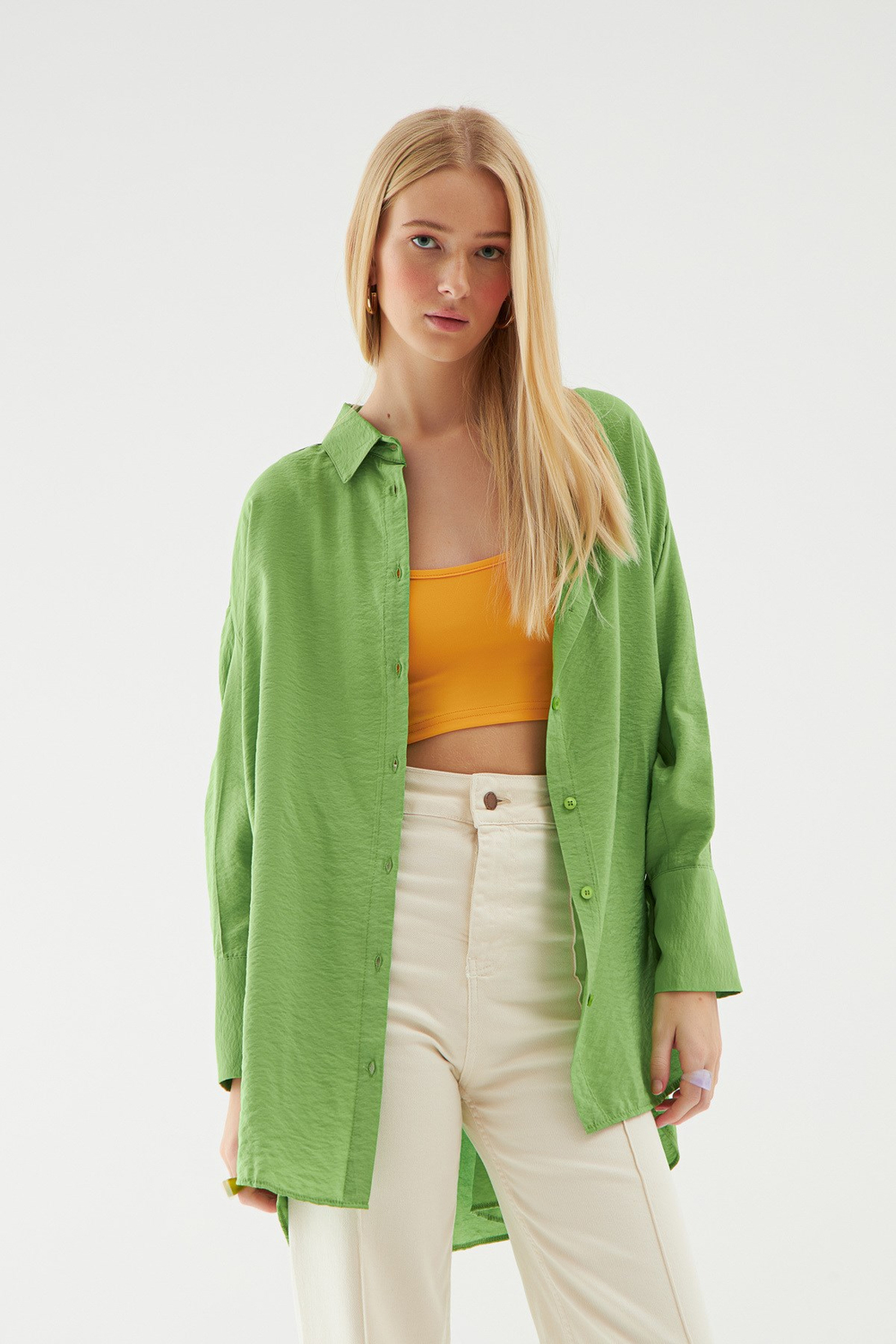 Oversize Kesim Gömlek Yeşil