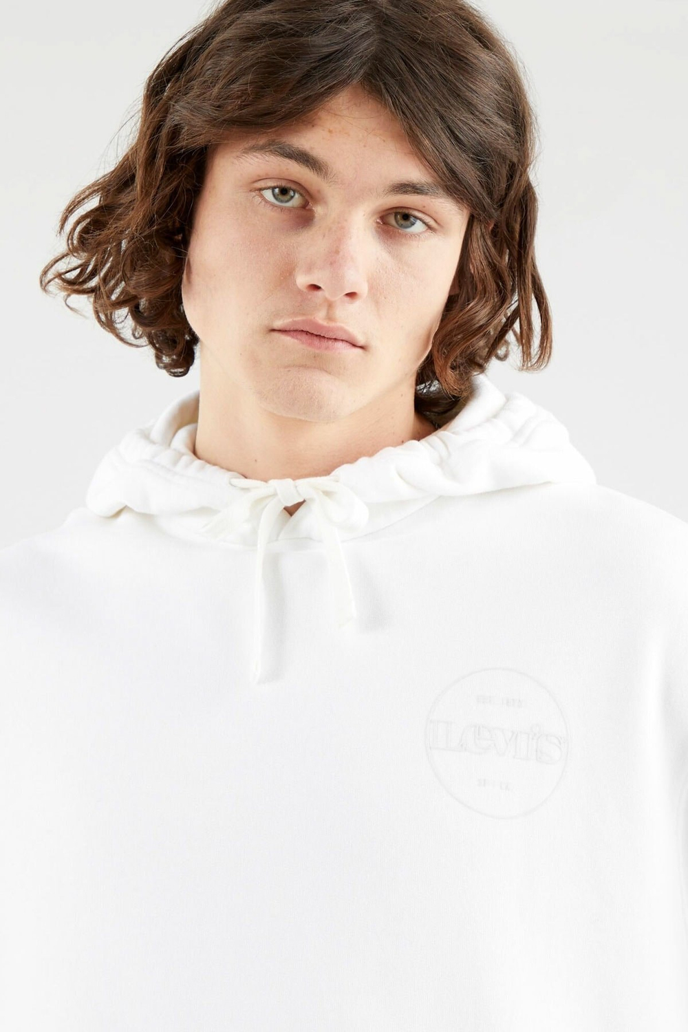 Relaxed Fit Logo Hoodie White + Sarı Erkek Sweatshirt