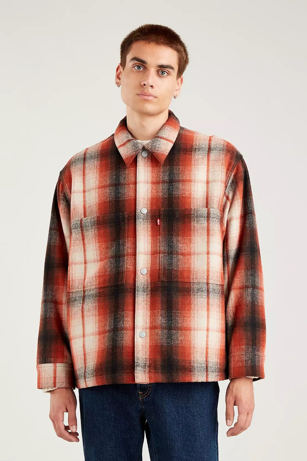 Yün Karışımlı Oversize Fit Gömlek Yaka Cepli Mont Erkek Mont A0681