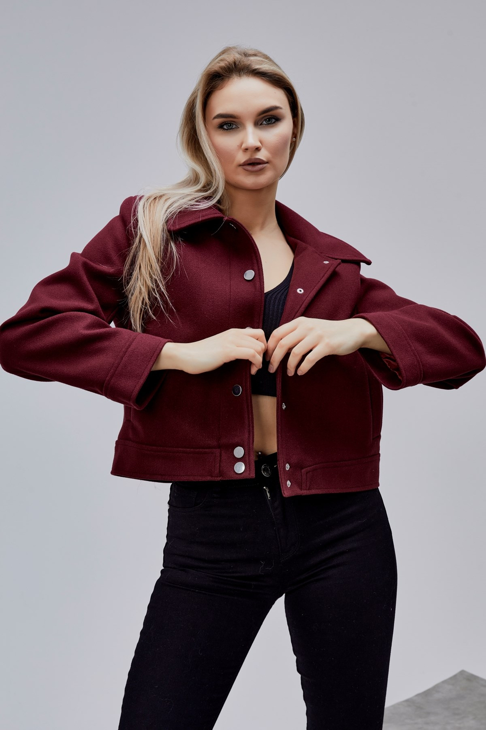Amelie Bordo Çıtçıt Kapamalı Regular Kaşe Ceket