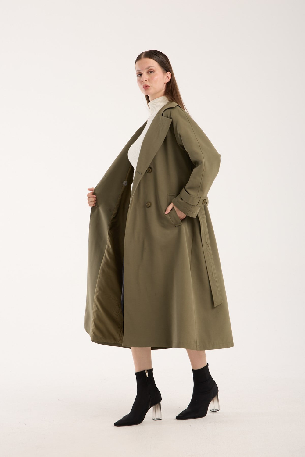 Kadın Oversize Astarlı Trençkot