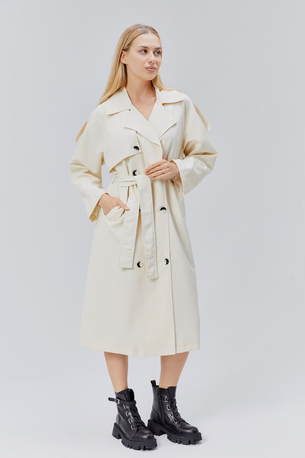 Kadın Oversize Astarlı Uzun Trençkot