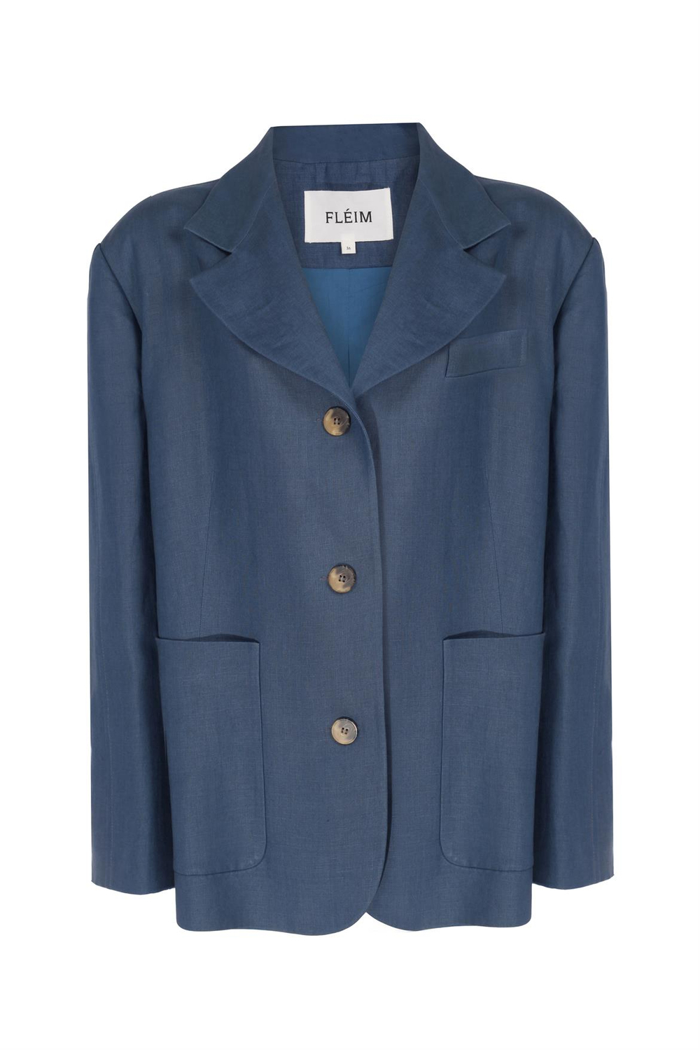 Blue Oversize Linen Blazer