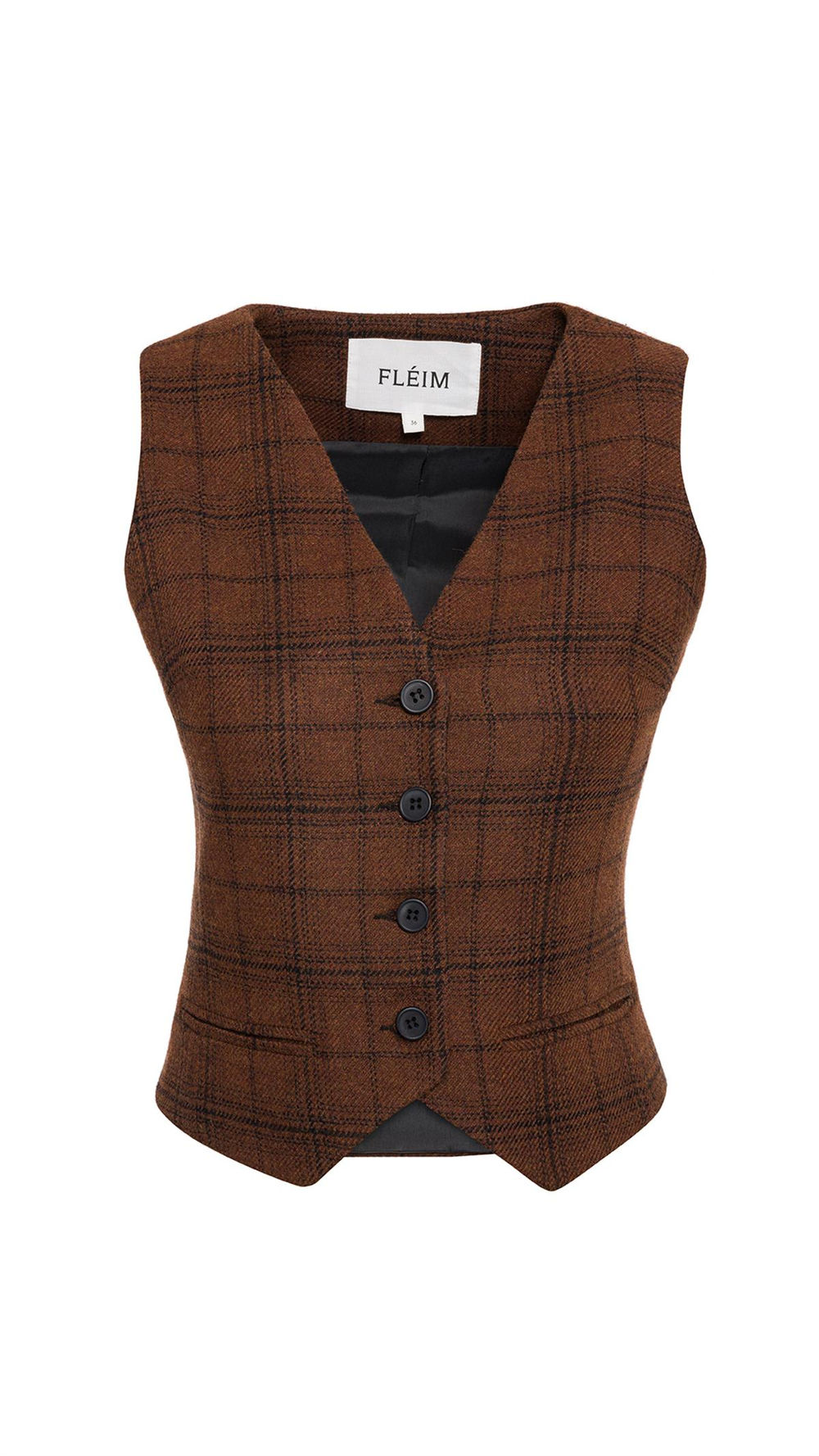 Checked Wool Brown Vest