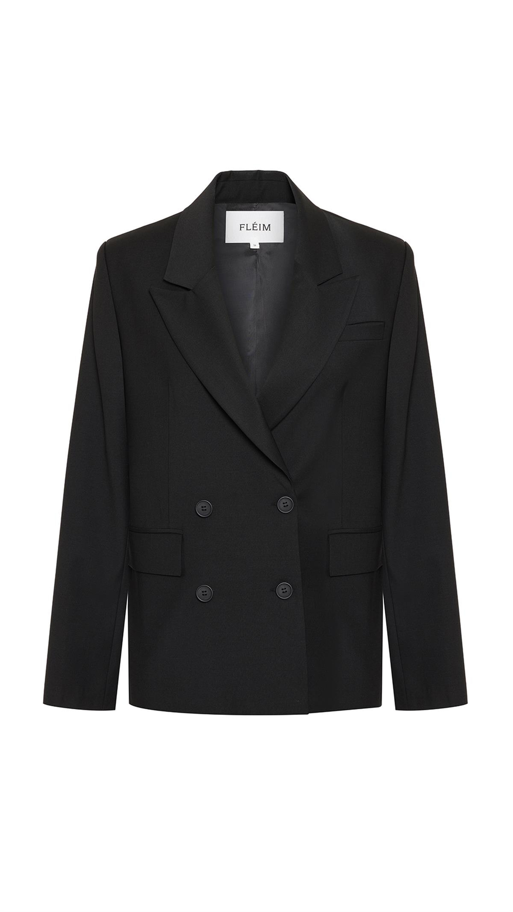 Double-Breasted Wool Black Blazer