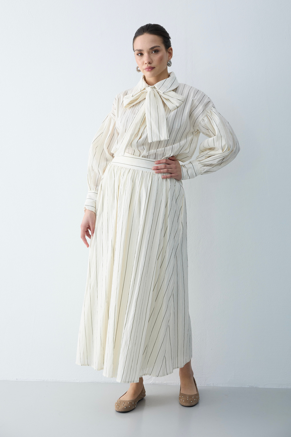  Keten Etekli Takım Haki Çizgili