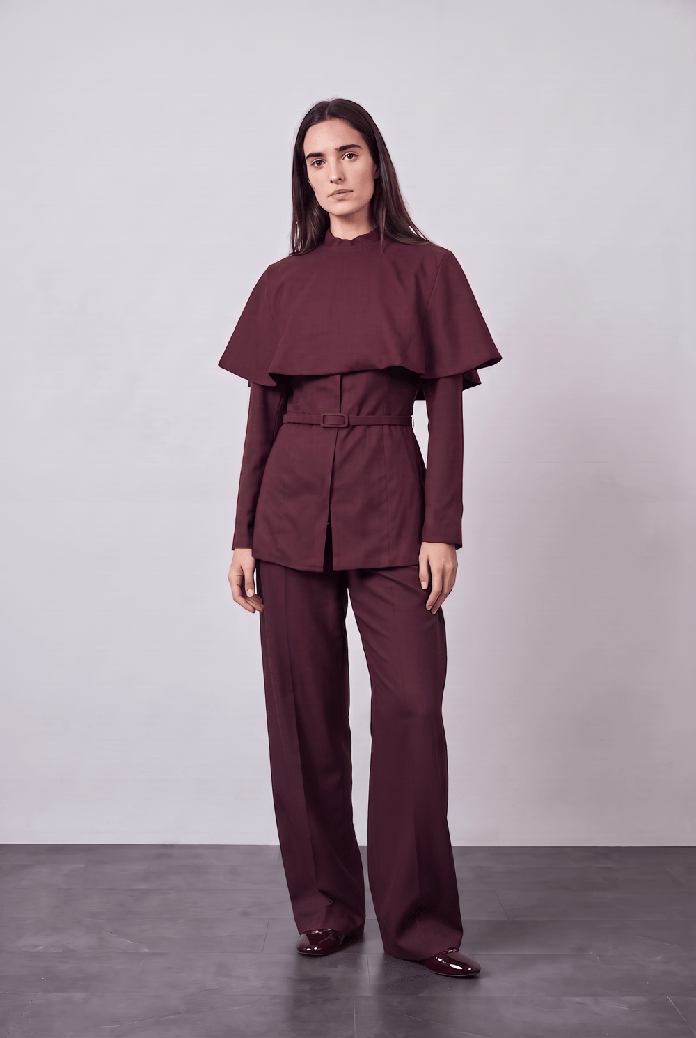Alessia Pelerinli Kemerli Takım Bordo