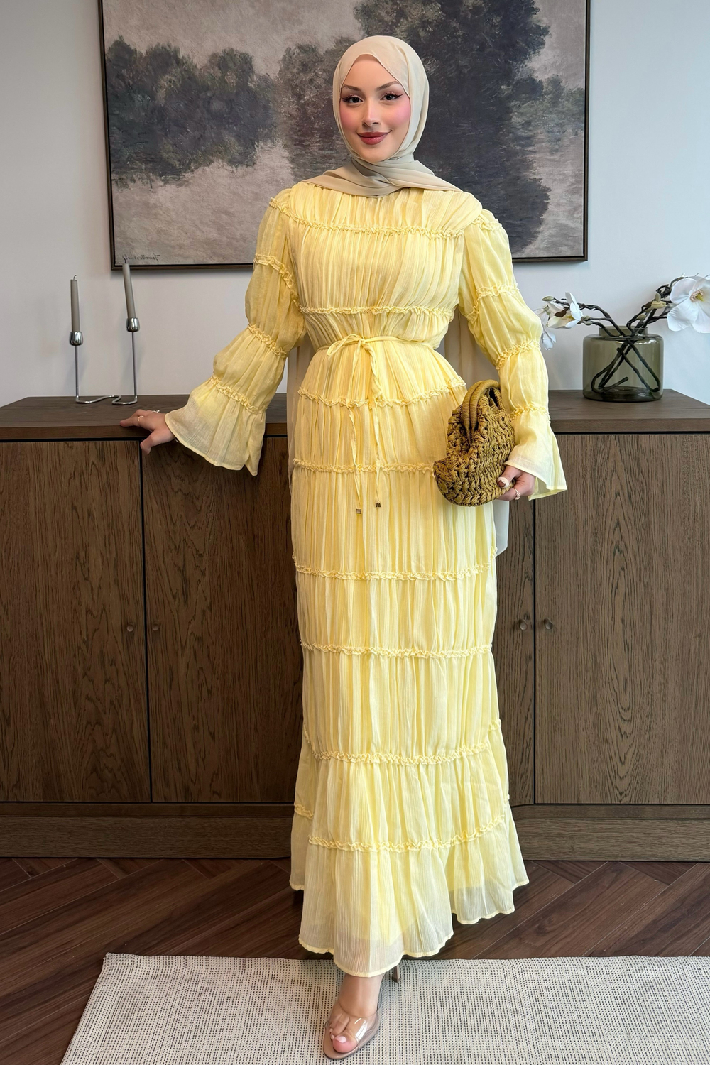 Leras Vual Elbise Butter Yellow