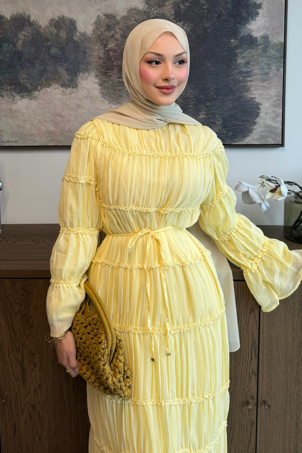 Leras Vual Elbise Butter Yellow