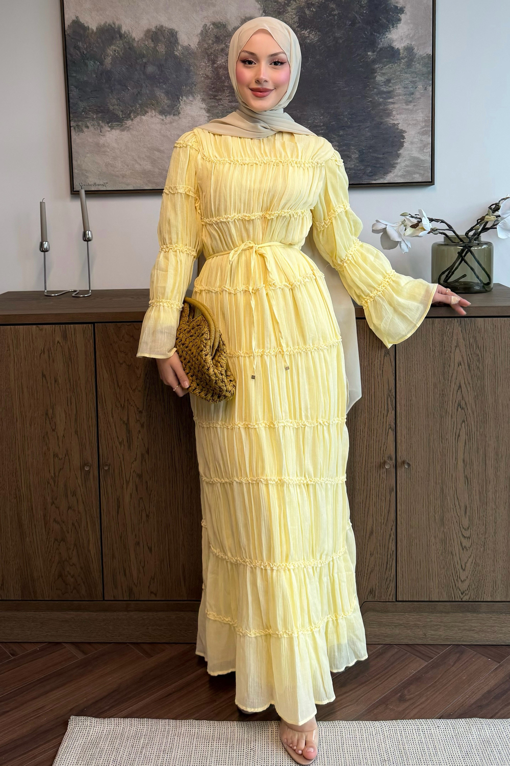 Leras Vual Elbise Butter Yellow