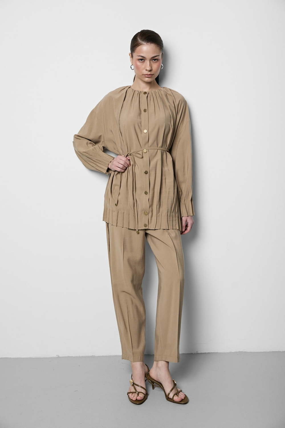 Oversize Modal Takım Bej