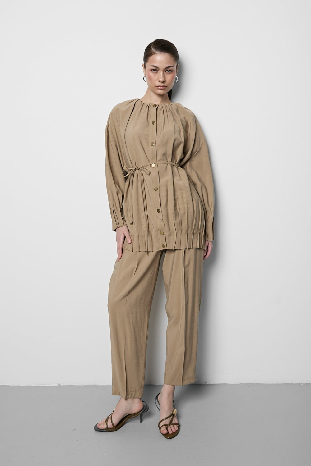 Oversize Modal Takım Bej