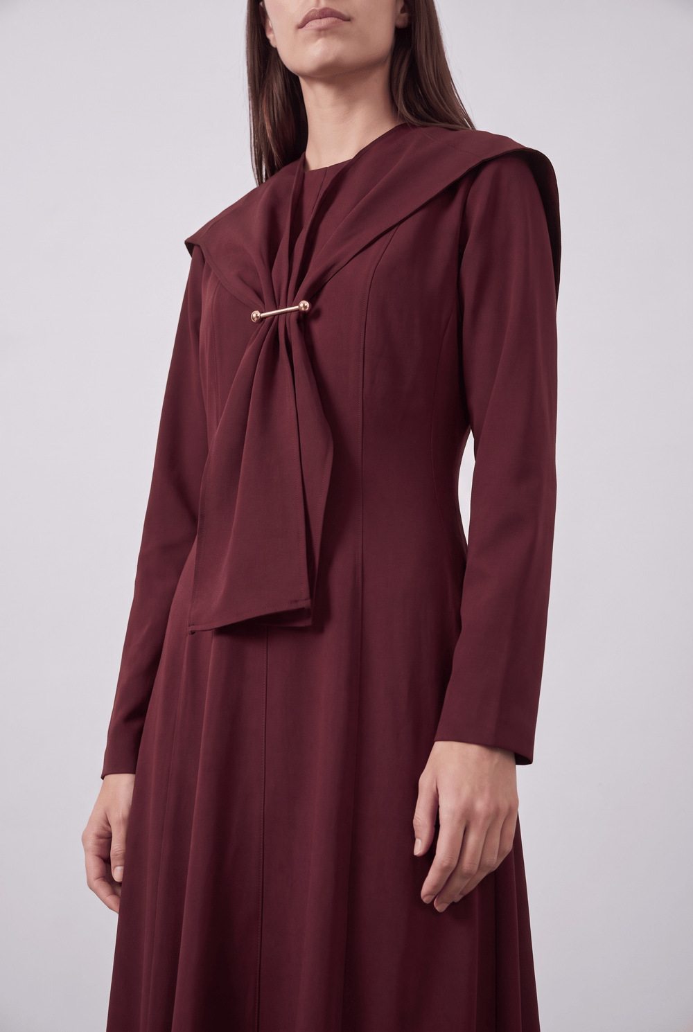 Pearl Aksesuarlı Elbise Bordo