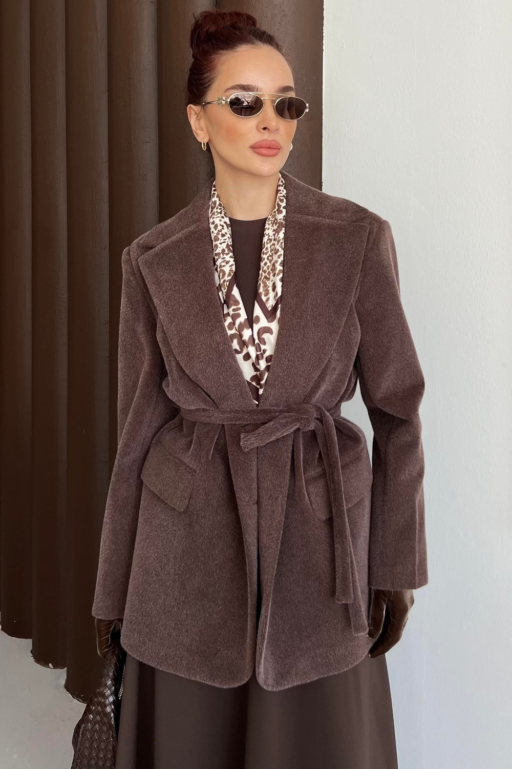 Tay Tüyü Blazer Ceket Kahve