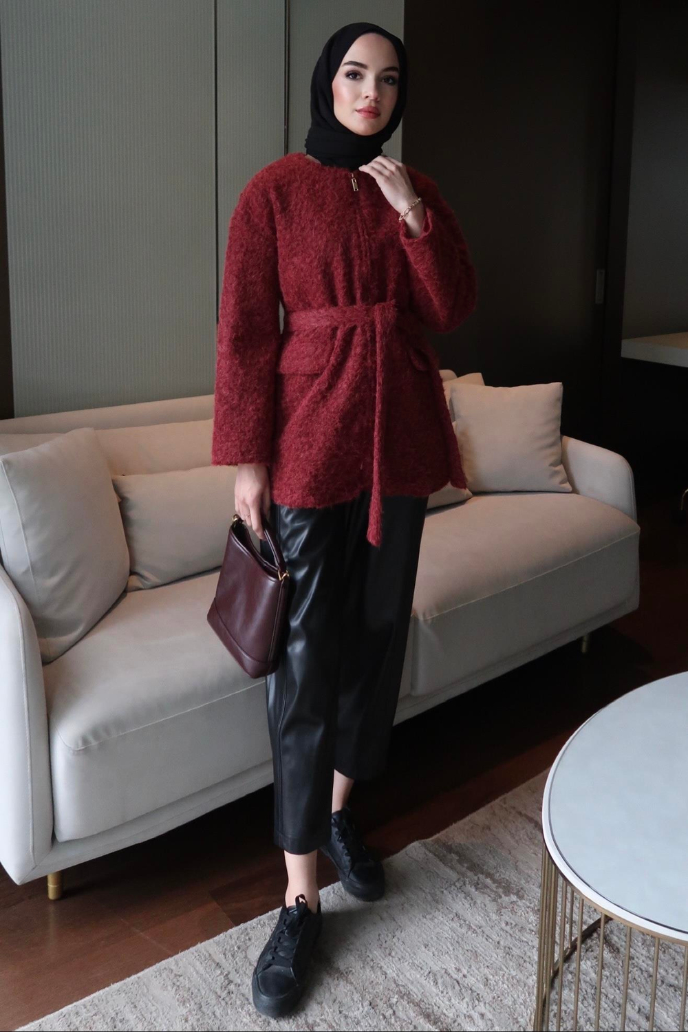 Tedy Fermuarlı Kaban Bordo