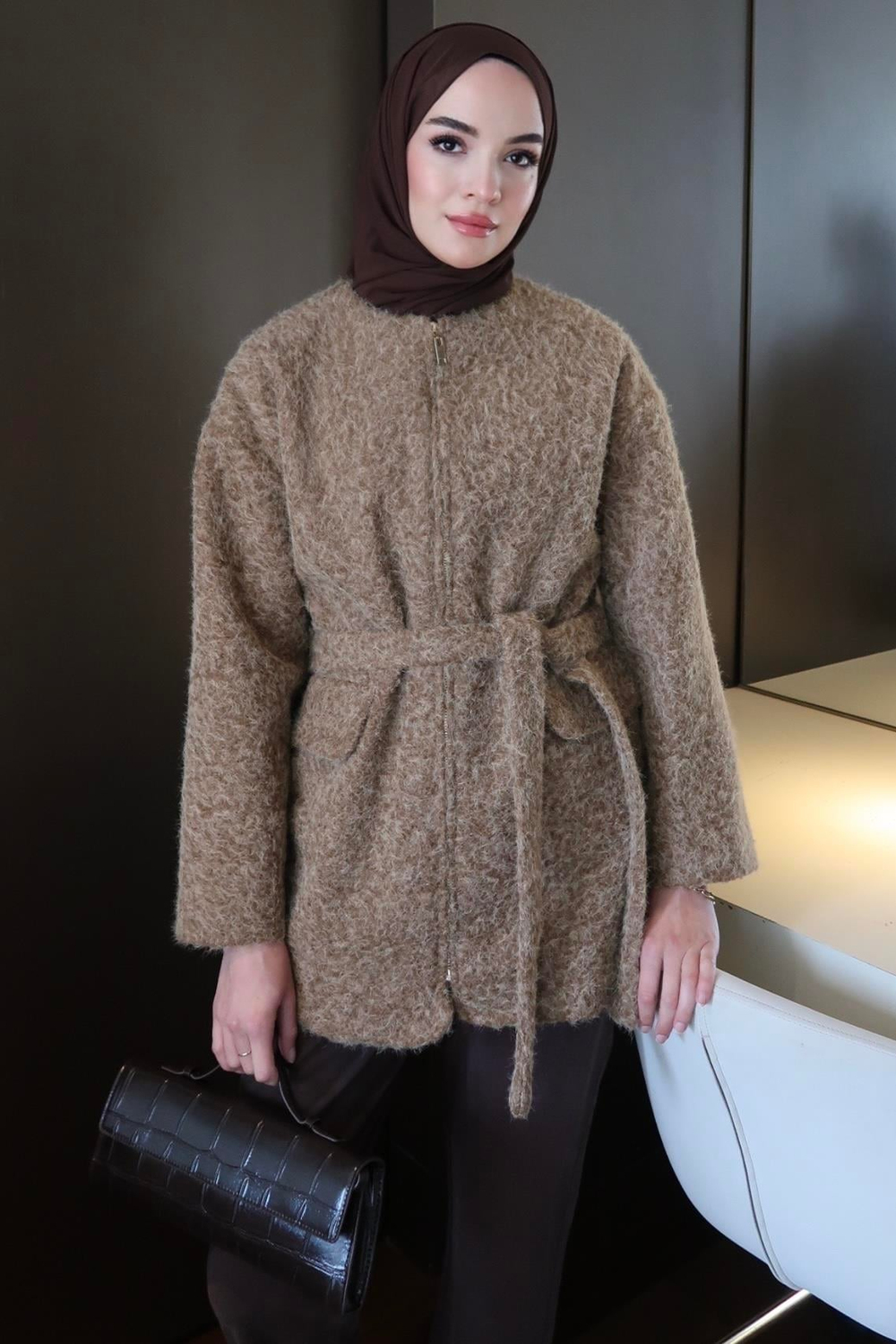 Tedy Fermuarlı Kaban Kahve