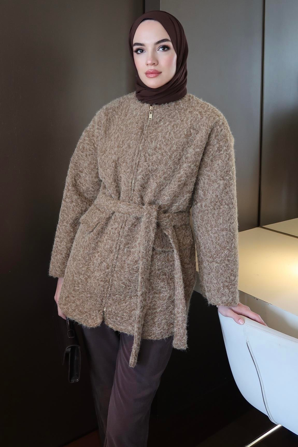 Tedy Fermuarlı Kaban Kahve