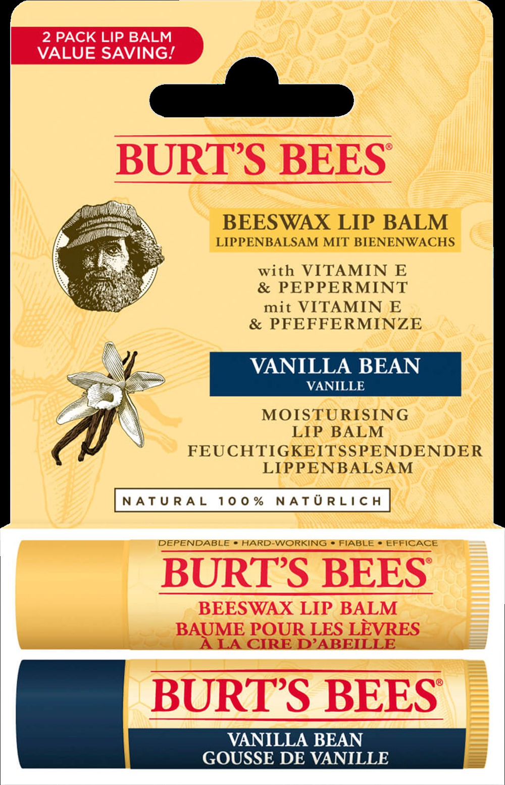 BURT'S BEES 2'li Lip Balm Set (Beeswax + Vanilya)