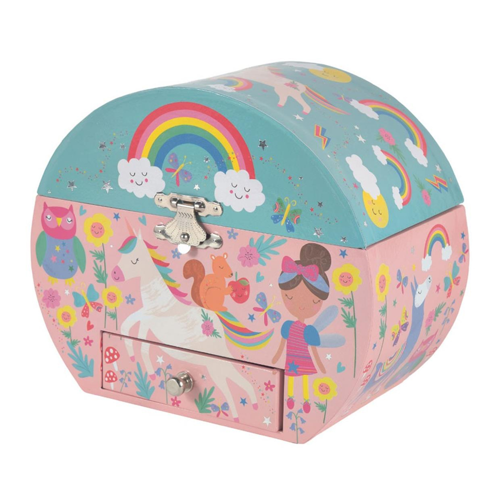 Floss & Rock Müzikli Oval Mücevher Kutusu Rainbow Fairy