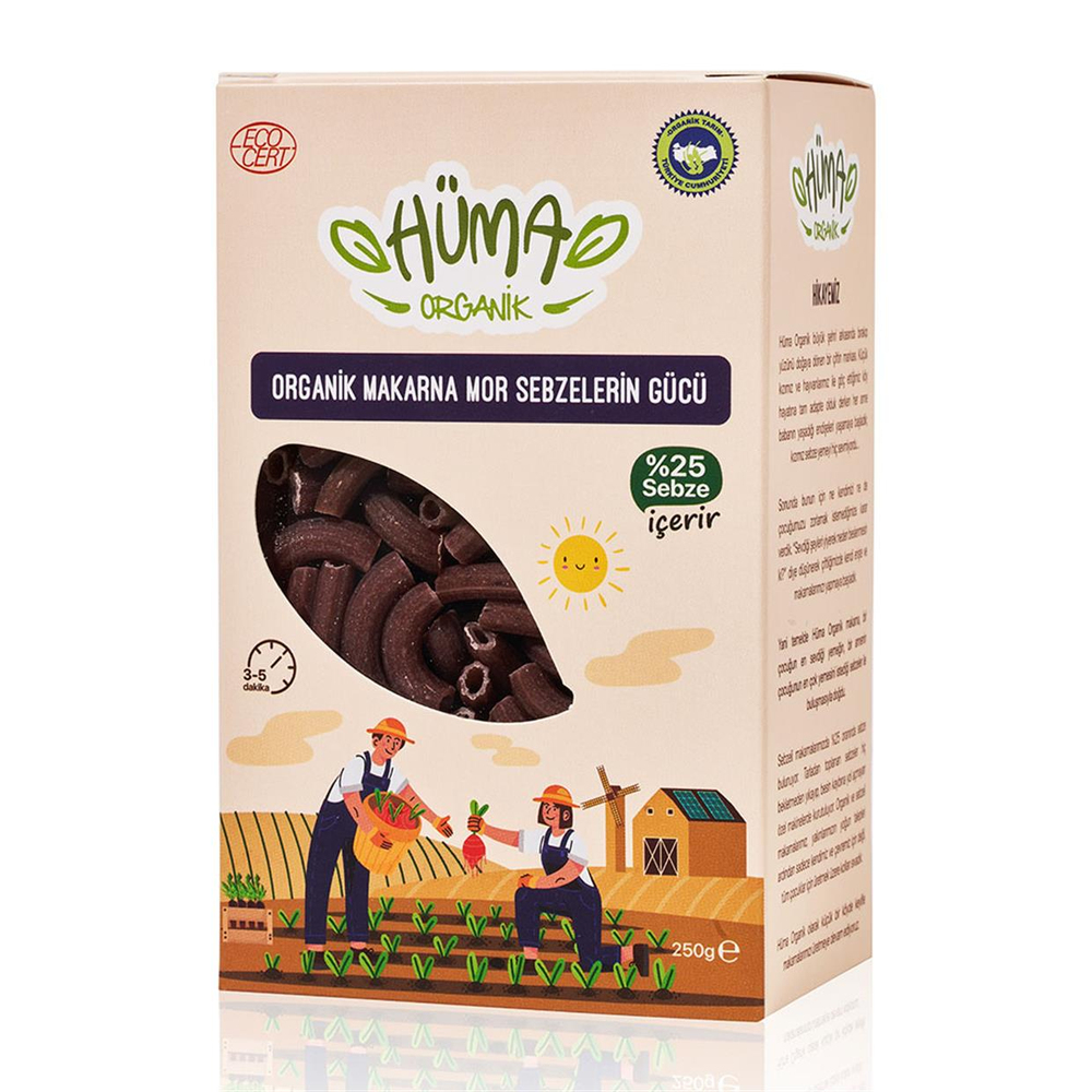 Hüma Organik Çocuk Makarnası Mor Sebzelerin Gücü 250gr