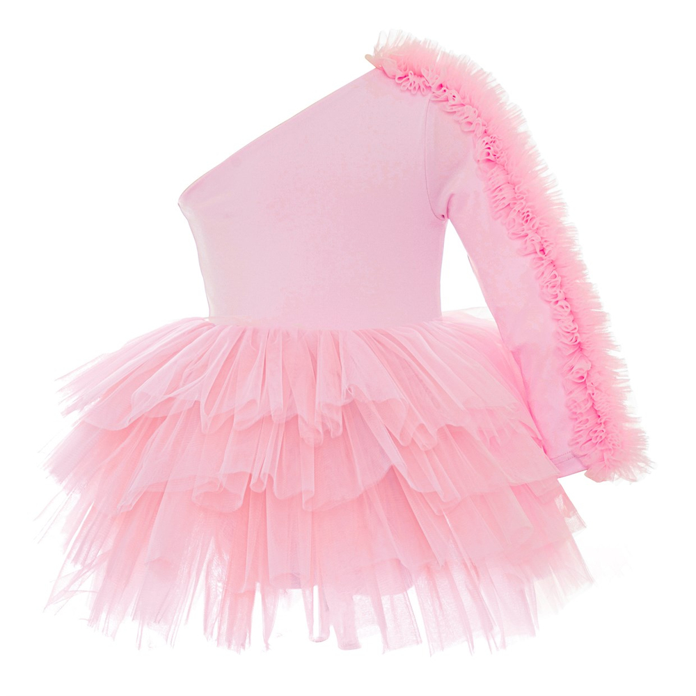 Mini Celebrities Pink One Shoulder Tütü Elbise