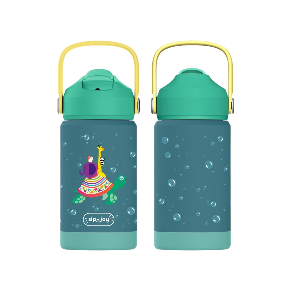 SipnJoy - FlipSip Çocuk Su Termosu | 360 ml - Turtle Voyage