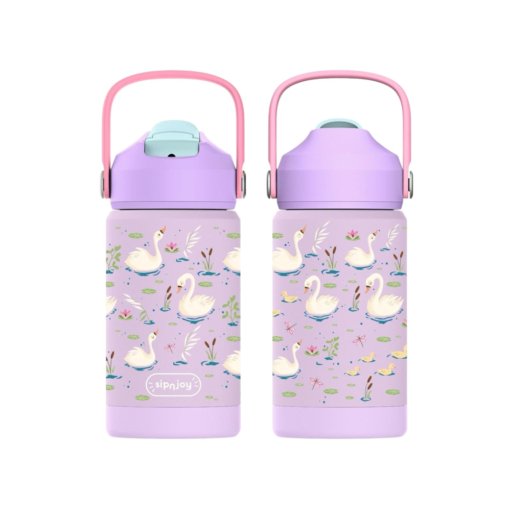 SipnJoy - FlipSip Çocuk Su Termosu | 360 ml - Swan Harmony