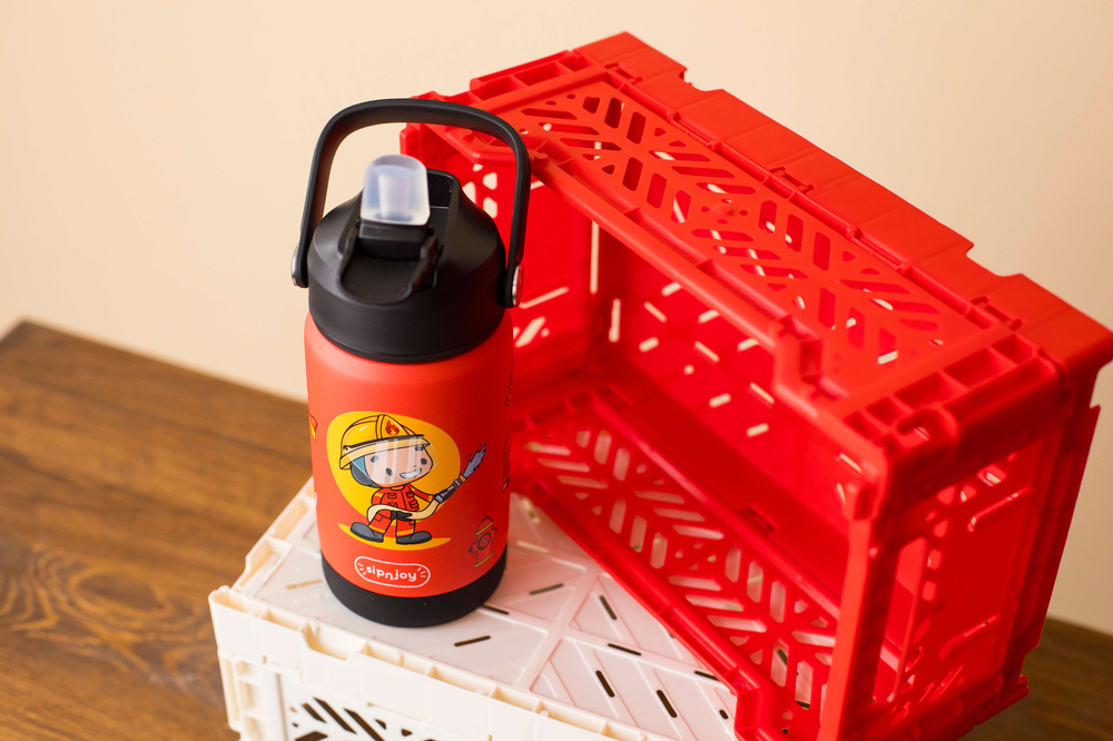 SipnJoy - FlipSip Çocuk Su Termosu | 360 ml - Firefighter Buddy