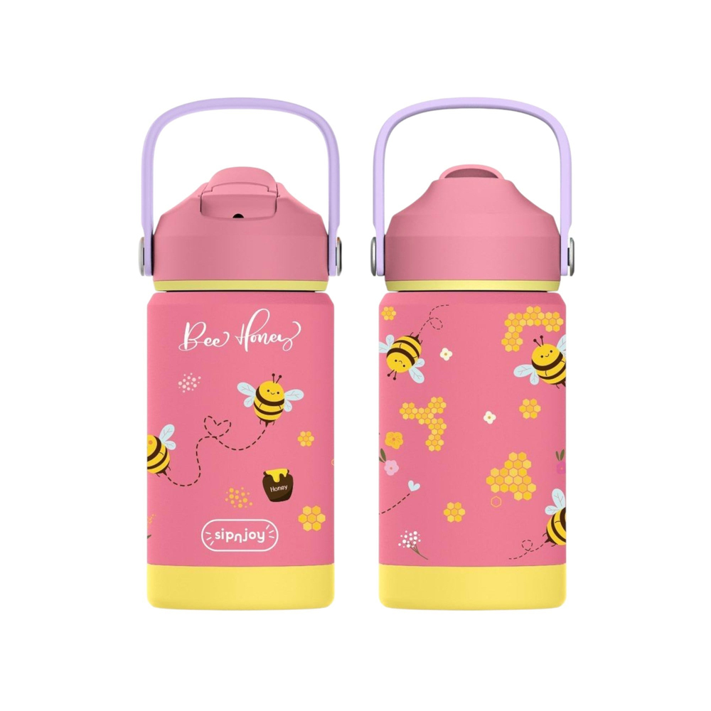 SipnJoy - FlipSip Çocuk Su Termosu | 360 ml - Bee Honey