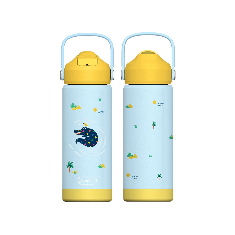 SipnJoy - FlipSip Çocuk Su Termosu | 550 ml - Snappy Croc