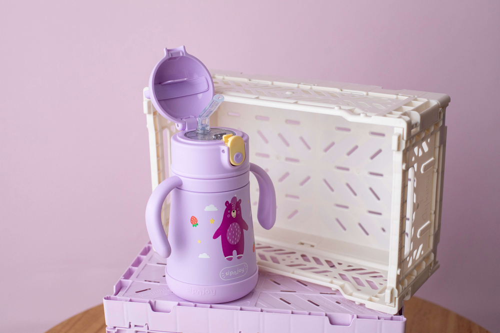 SipnJoy - SippyPals Çocuk Su Termosu | 360 ml -  Mor