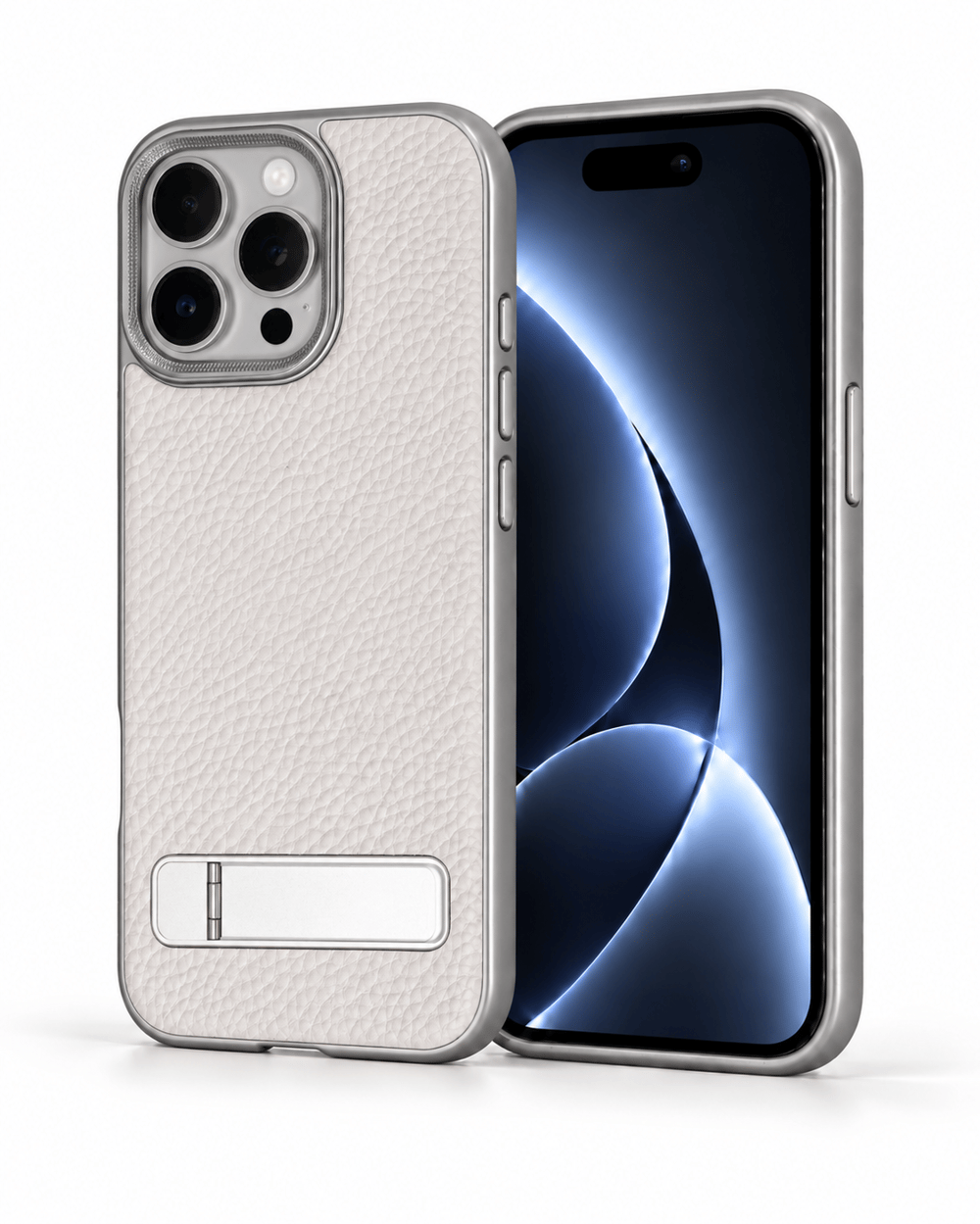 Caseon Iphone 15 Pro Max Gri Manyetik Özellikli Standlı Deri Kılıf
