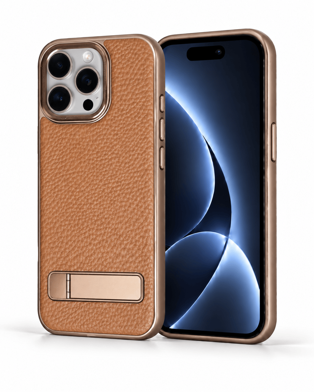 Caseon Iphone 15 Pro Max Kahverengi Manyetik Özellikli Standlı Deri Kılıf