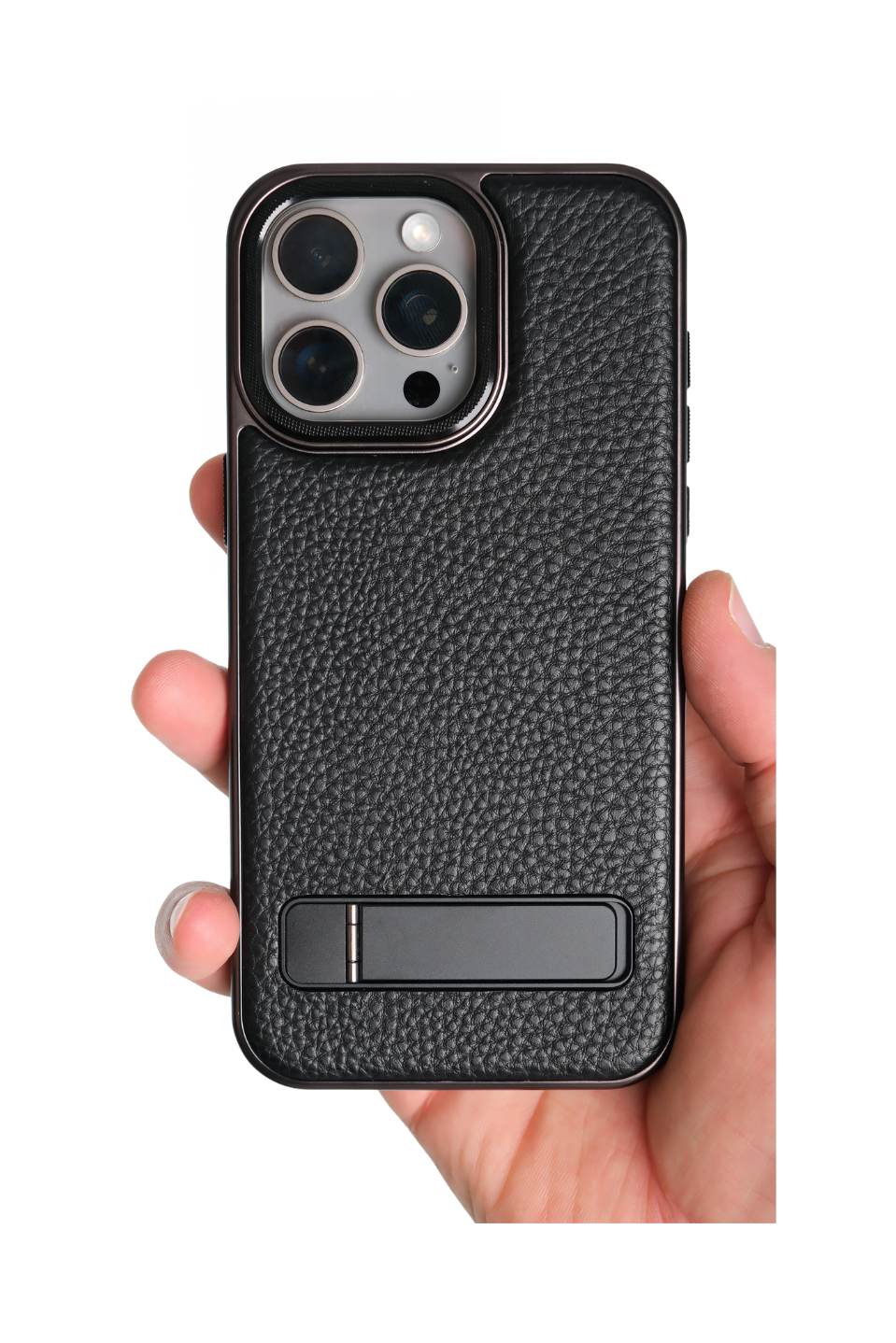 Caseon Iphone 15 Pro Max Siyah Manyetik Özellikli Standlı Deri Kılıf