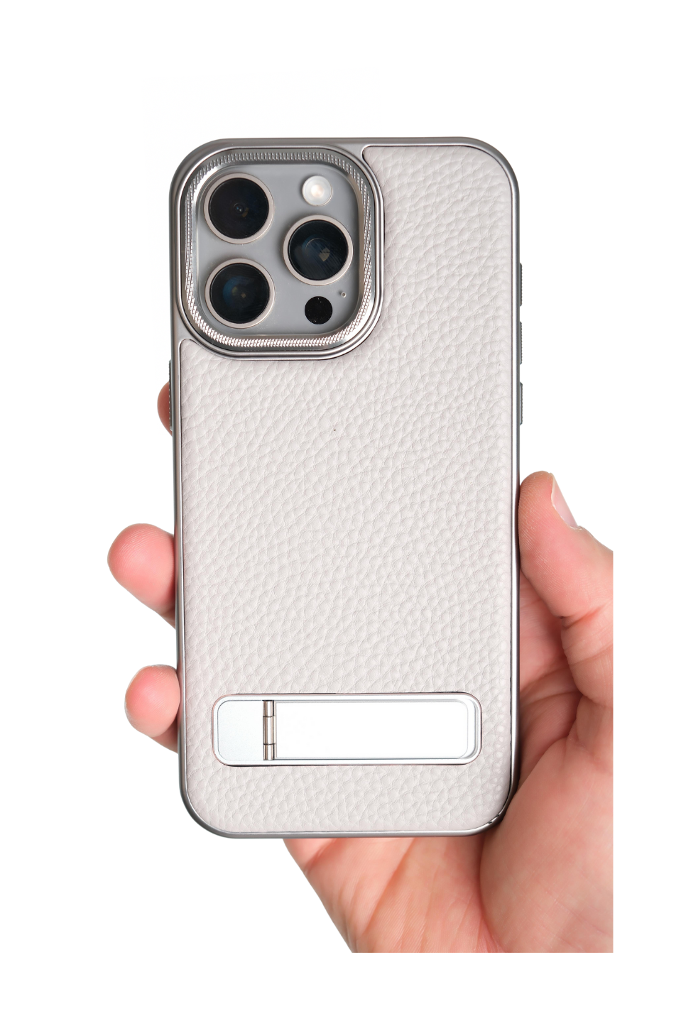 Caseon Iphone 15 Pro Max Gri Manyetik Özellikli Standlı Deri Kılıf