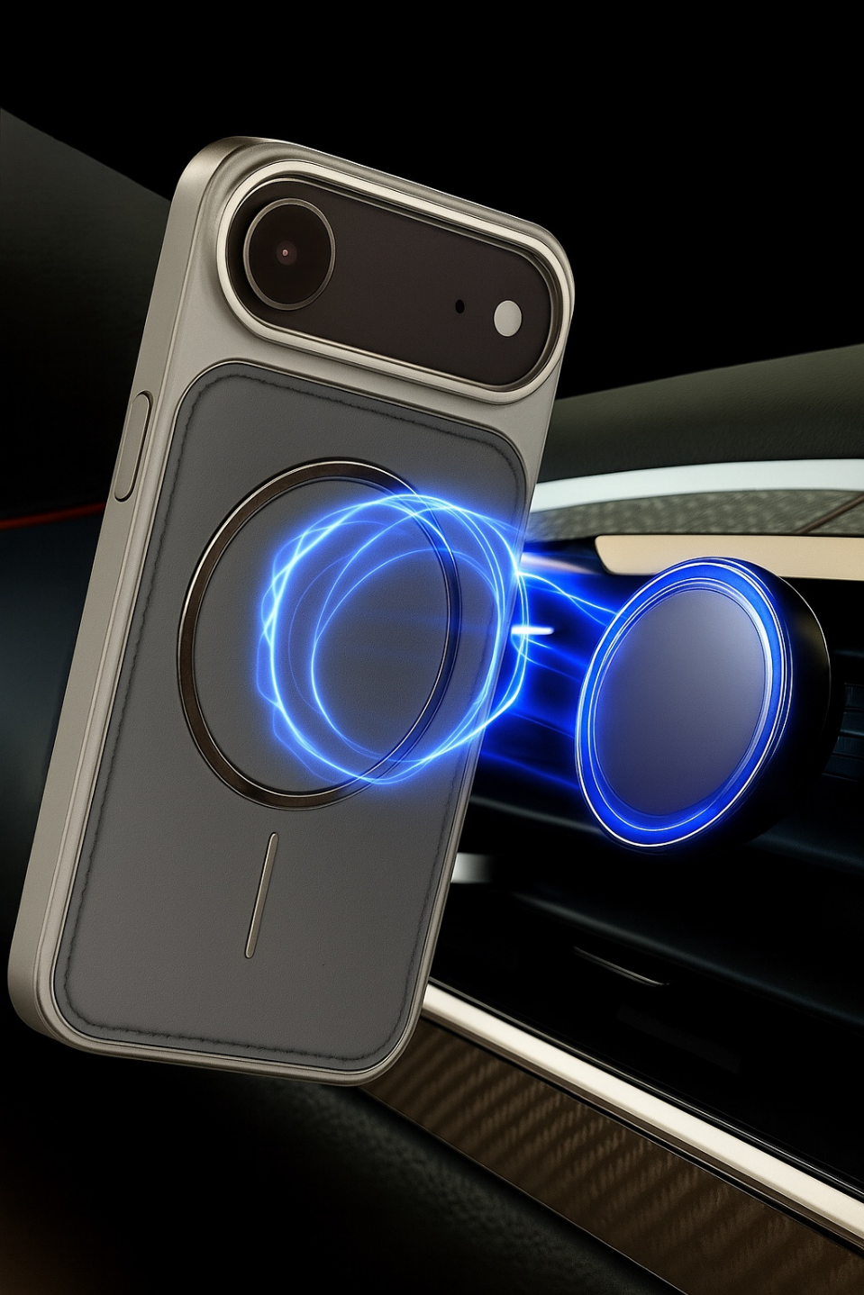 NeoMag Case Iphone 17 Air Gri Manyetik Özellikli Deri Kılıf 