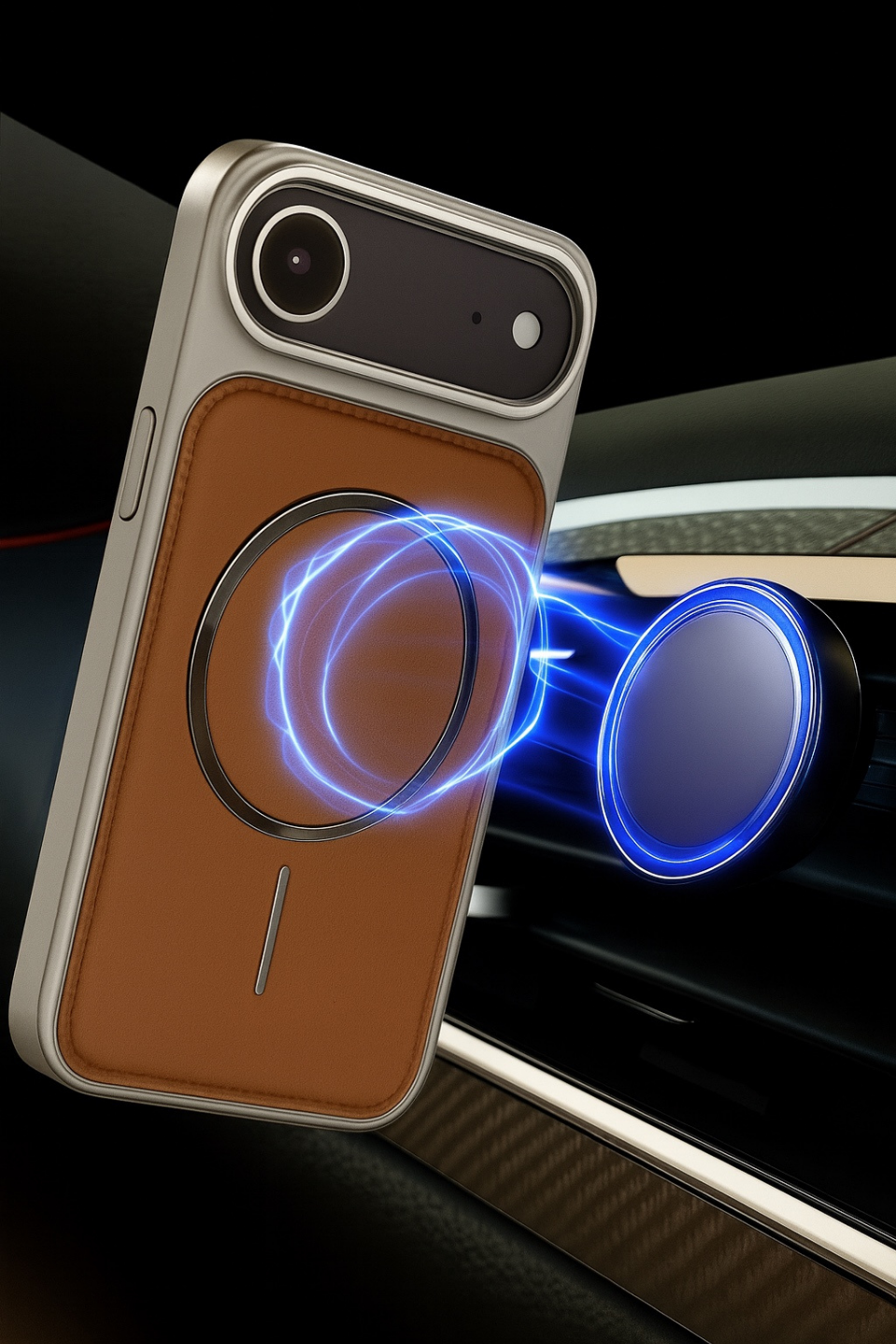 NeoMag Case Iphone 17 Air Taba Manyetik Özellikli Deri Kılıf 