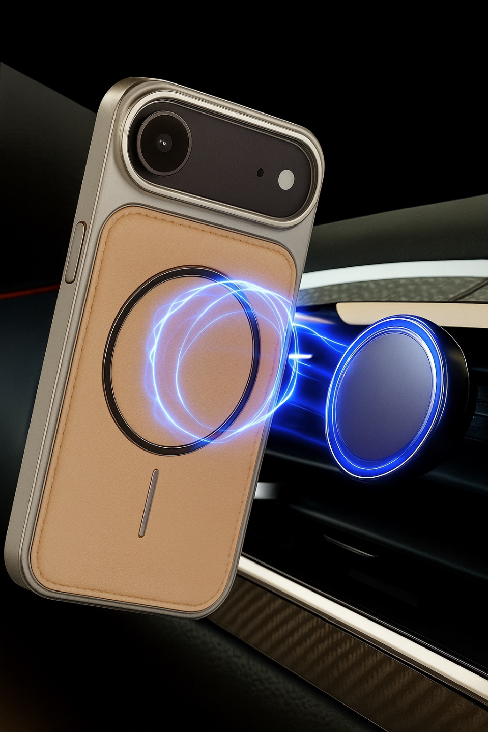 NeoMag Case Iphone 17 Air Krem Manyetik Özellikli Deri Kılıf 