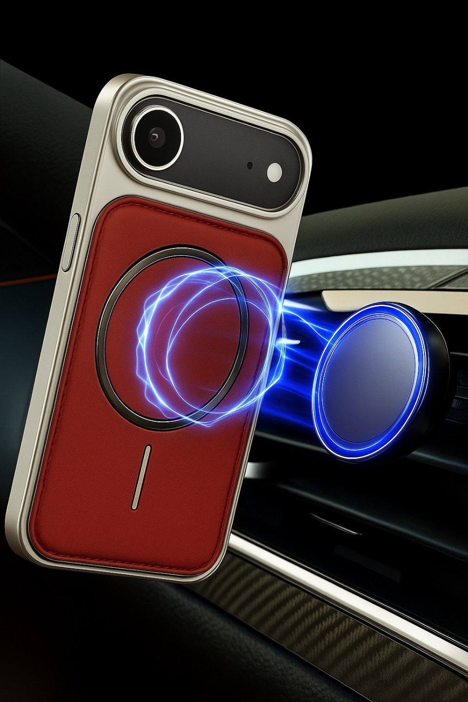 NeoMag Case Iphone 17 Air Kırmızı Manyetik Özellikli Deri Kılıf 